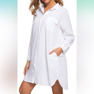 White Shirtdress cover up button up